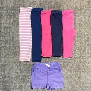 🔥4/20! Bundle of 6 pairs of girls leggings & shorts. Size 18 months.